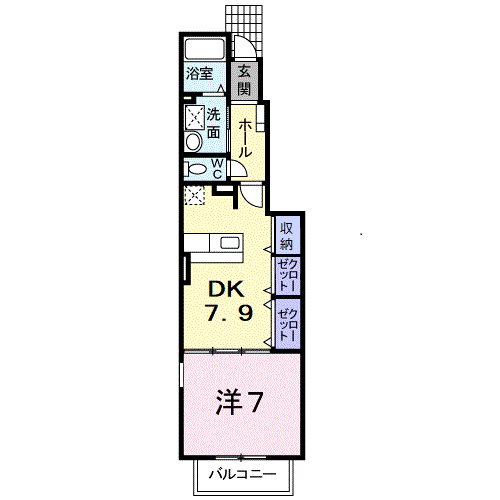 バイオレット(1DK/1階)の間取り写真