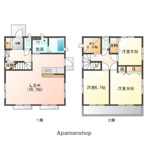 東海道本線 菊川駅(静岡) バス乗車時間：9分 菊川警察署東バス停で下車 徒歩6分 2階建 築13年(3LDK)の間取り写真