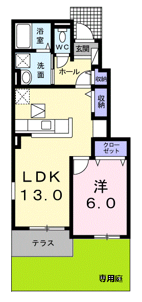 アニューサンリット(1LDK/1階)の間取り写真
