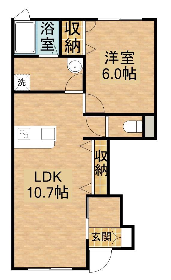 ライフスタイル長尾(1LDK/1階)の間取り写真