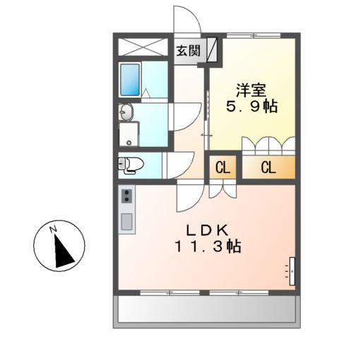 フラワーハイツⅡ(1LDK/2階)の間取り写真