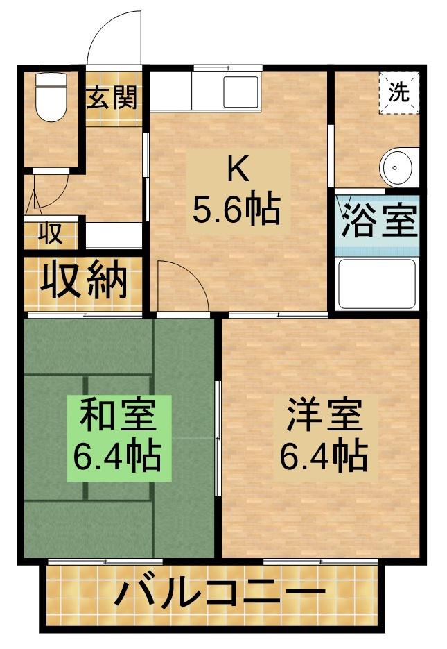 しおさいの丘C(2K/2階)の間取り写真