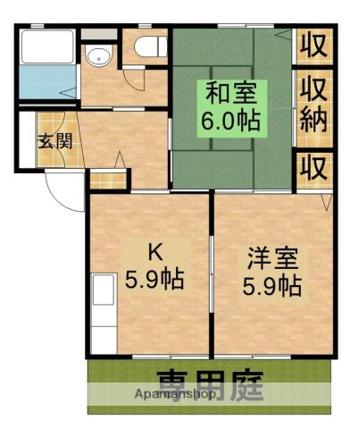 ルーラルフィットA(2K/1階)の間取り写真