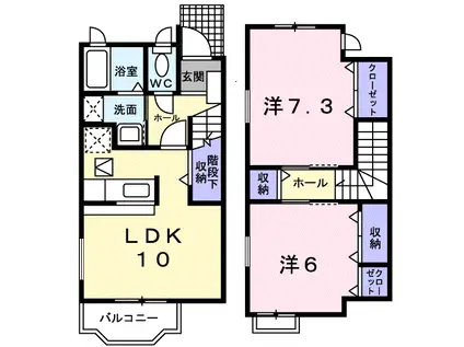 インプレスSUZUKI(2LDK/1階)の間取り写真
