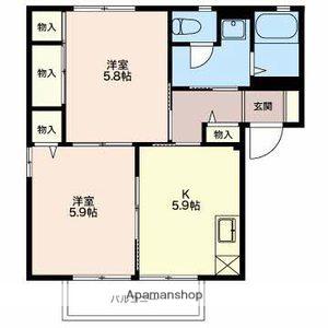 ブリーズ柳E(2K/2階)の間取り写真