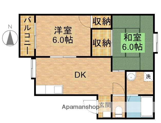 オネスティ(2DK/1階)の間取り写真