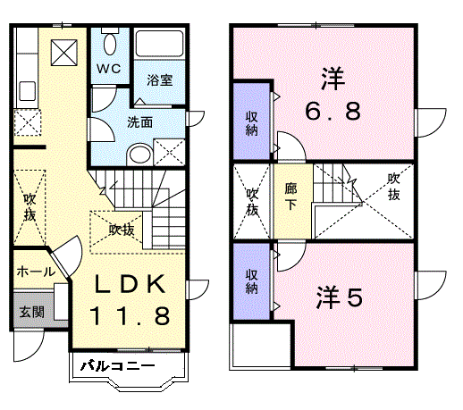 エトワール 1(2LDK/1階)の間取り写真