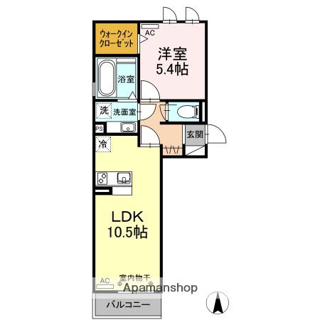 グランドソレイユⅡ(1LDK/2階)の間取り写真
