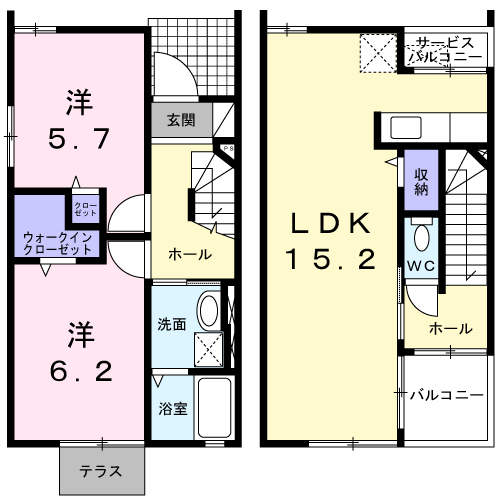 二瀬川アパート(2LDK/1階)の間取り写真