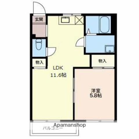 スカイハイツC(1LDK/1階)の間取り写真