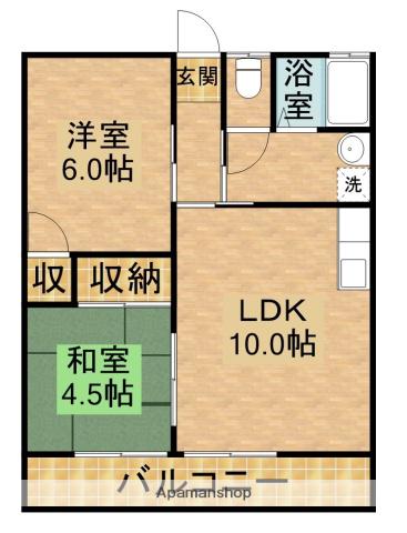 コーポ御前崎第1(2LDK/1階)の間取り写真
