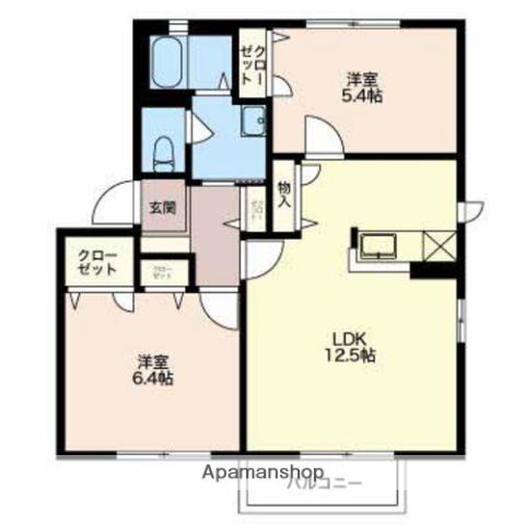 カテリーナ B棟(2LDK/2階)の間取り写真