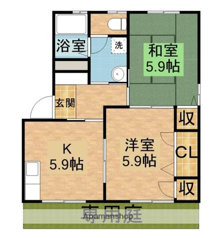 ルーラルフィットE(2K/1階)の間取り写真