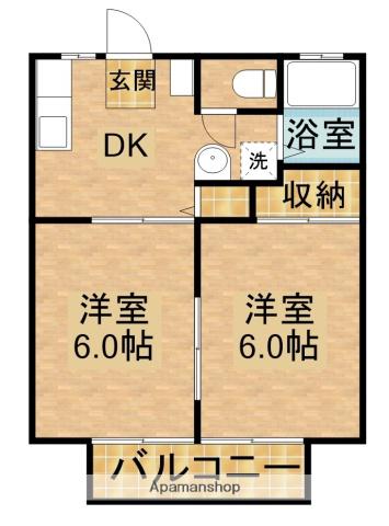 サンビレッジ小笠B(2K/2階)の間取り写真