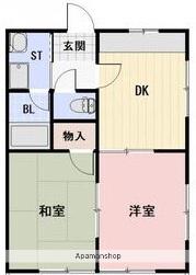 オレンジハウスB(2DK/1階)の間取り写真