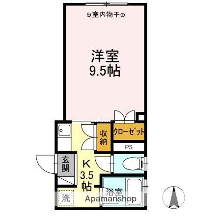 アンソレイユ塩町(1K/1階)の間取り写真