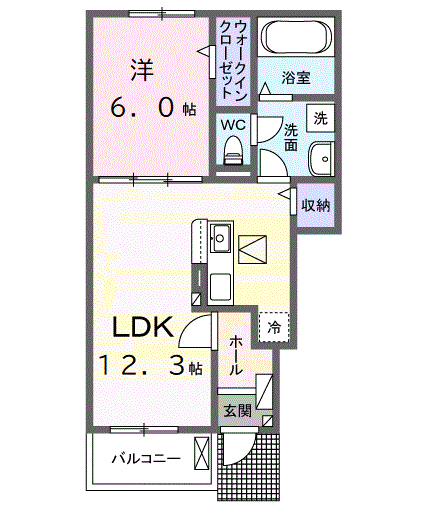 グランプレーヌ(1LDK/1階)の間取り写真