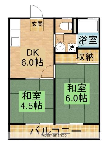 ハイツ赤澤(2DK/2階)の間取り写真