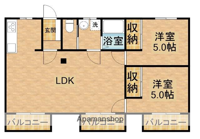 サンシティ嶺田(2LDK/2階)の間取り写真