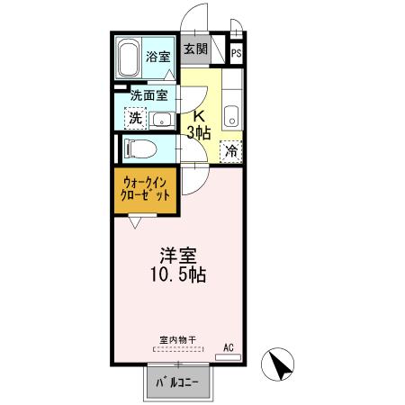 リヴェベール・イザワ(1K/2階)の間取り写真