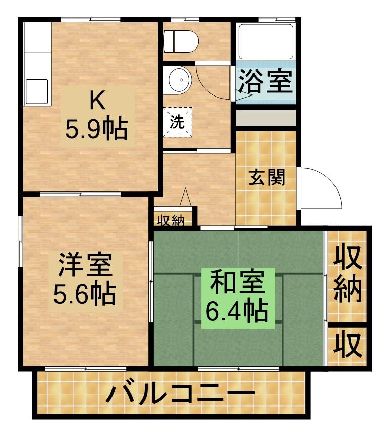 はまなすの家F(2K/2階)の間取り写真