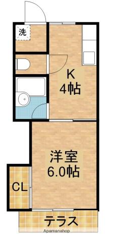 シュロス A(1K/1階)の間取り写真