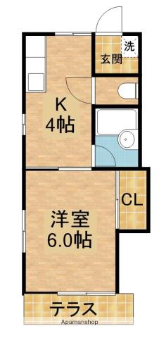 シュロス A(1K/1階)の間取り写真