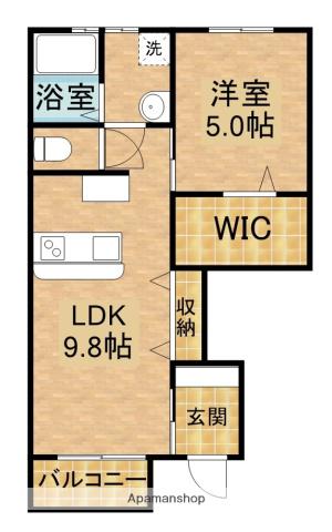 LOTUS池新田(1LDK/1階)の間取り写真