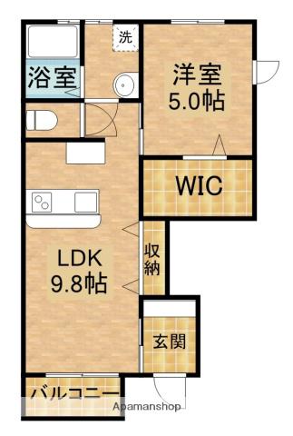 LOTUS住吉(1LDK/1階)の間取り写真