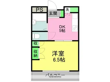 TKビル(1DK/8階)の間取り写真