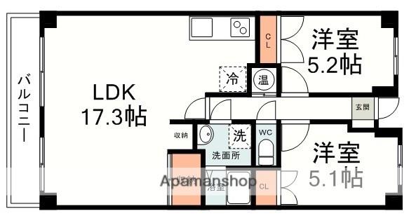 杉山第二マンション(2LDK/2階)の間取り写真