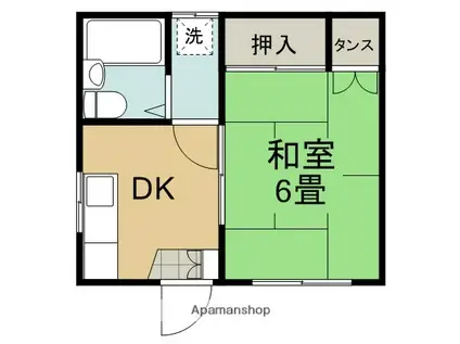 ユマニティ伊良(1DK/2階)の間取り写真