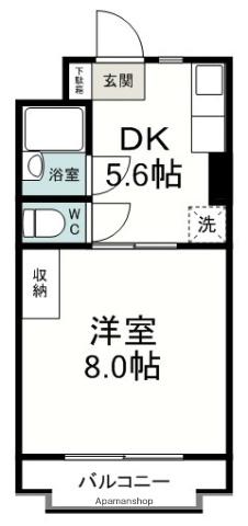 マンションヒバリ(1DK/4階)の間取り写真