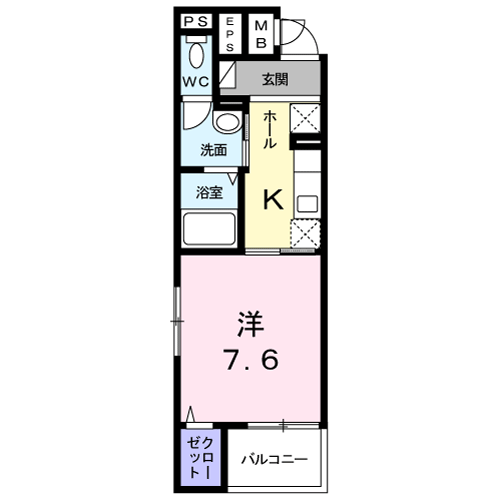 ソレイユ静岡(1K/2階)の間取り写真
