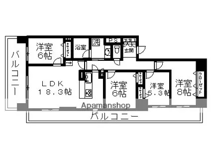 Dクラディア豊田Ⅱ(4LDK/5階)の間取り写真