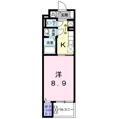東海道本線 静岡駅 バス乗車時間：5分 八幡二丁目バス停で下車 徒歩3分 4階建 築8年(1K/2階)の間取り写真