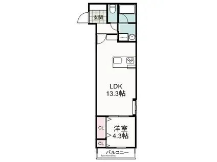 ルシェル東静岡(1LDK/5階)の間取り写真