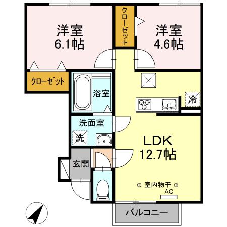 ブルーソフィア(2LDK/1階)の間取り写真