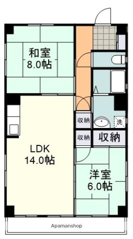 メゾン桂(2LDK/4階)の間取り写真