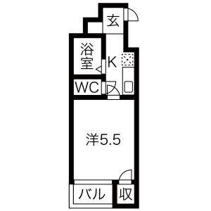 リブレ国吉田(1K/4階)の間取り写真