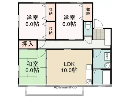 森ハイツ(3LDK/1階)の間取り写真