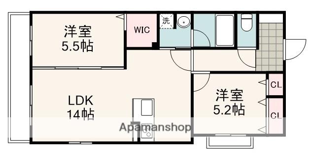 国吉田1丁目マンション(2LDK/2階)の間取り写真