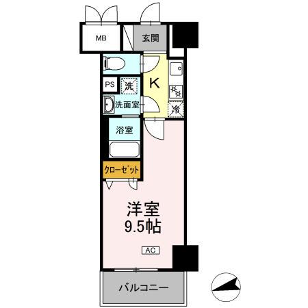 静岡市葵区鷹匠プロジェクト(1K/7階)の間取り写真