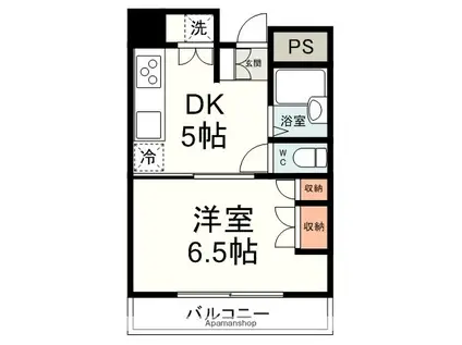 TKビル(1DK/8階)の間取り写真