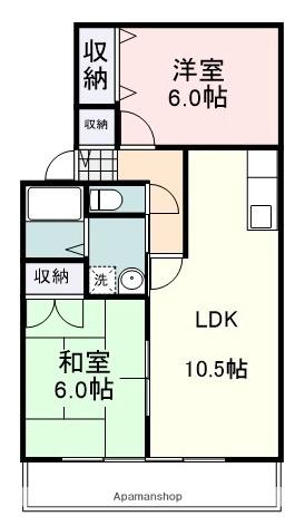 メゾン堀ノ内(2LDK/2階)の間取り写真