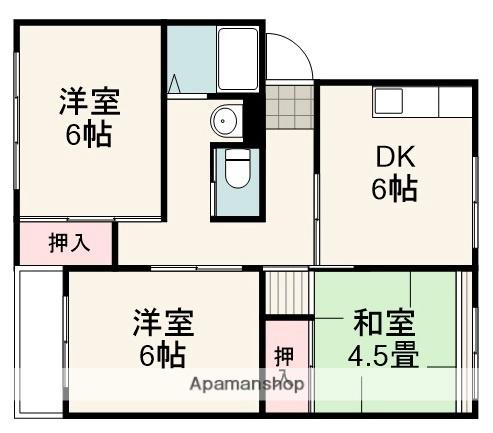静岡中央中原マンション(3DK/1階)の間取り写真