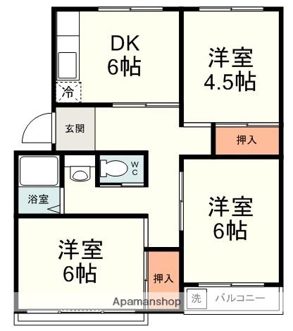静岡中央中原マンション(3DK/3階)の間取り写真