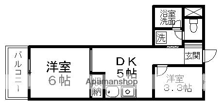エスカイア中田(2DK/2階)の間取り写真