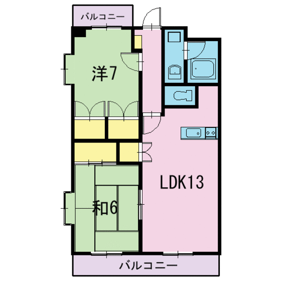 エーデルハイムⅡ(2LDK/1階)の間取り写真