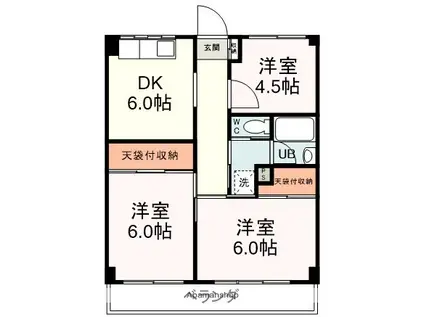 静岡中央マンション(3DK/3階)の間取り写真